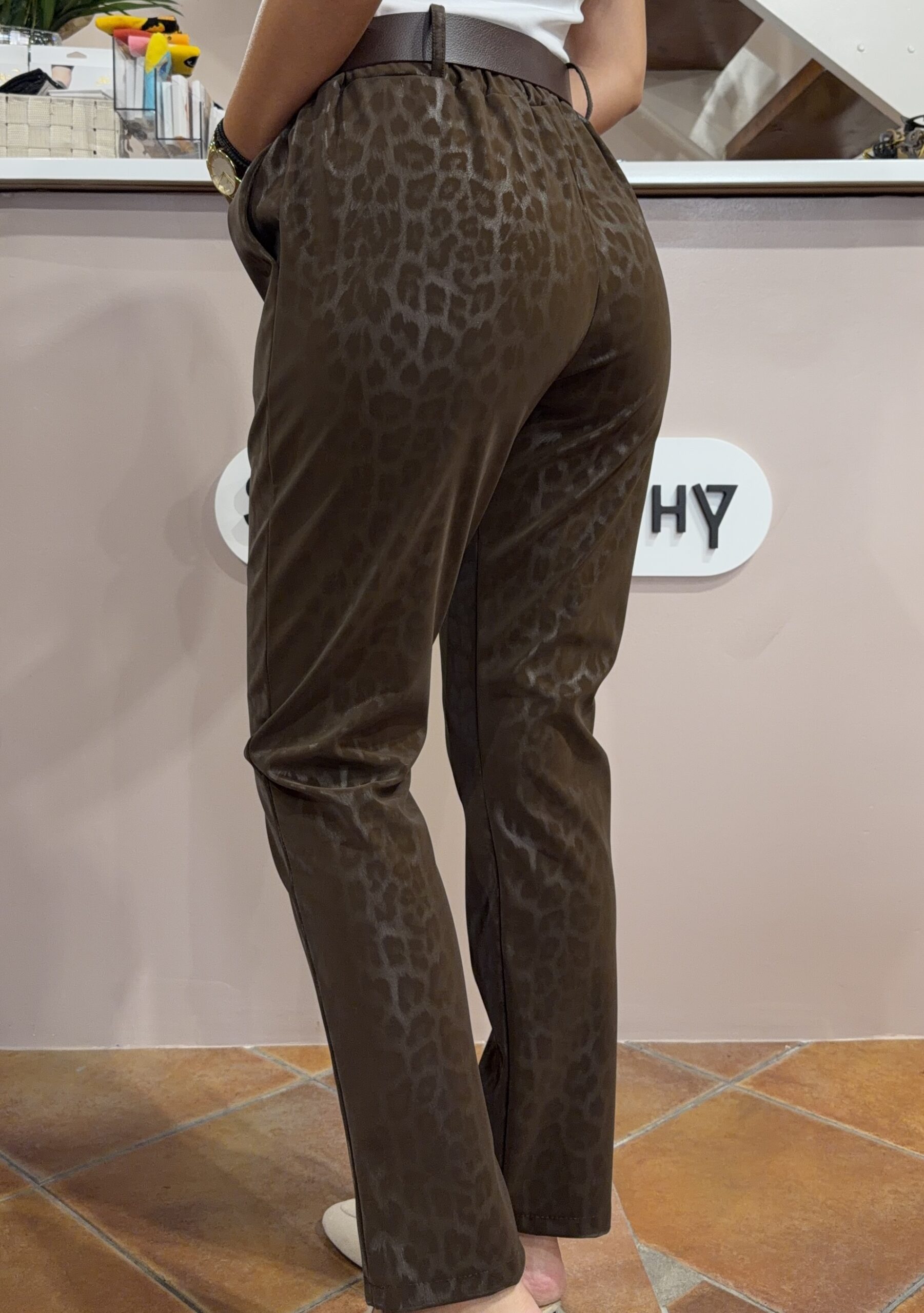 Παντελόνι με leopard print Καφέ Παντελόνι με leopard print Καφέ