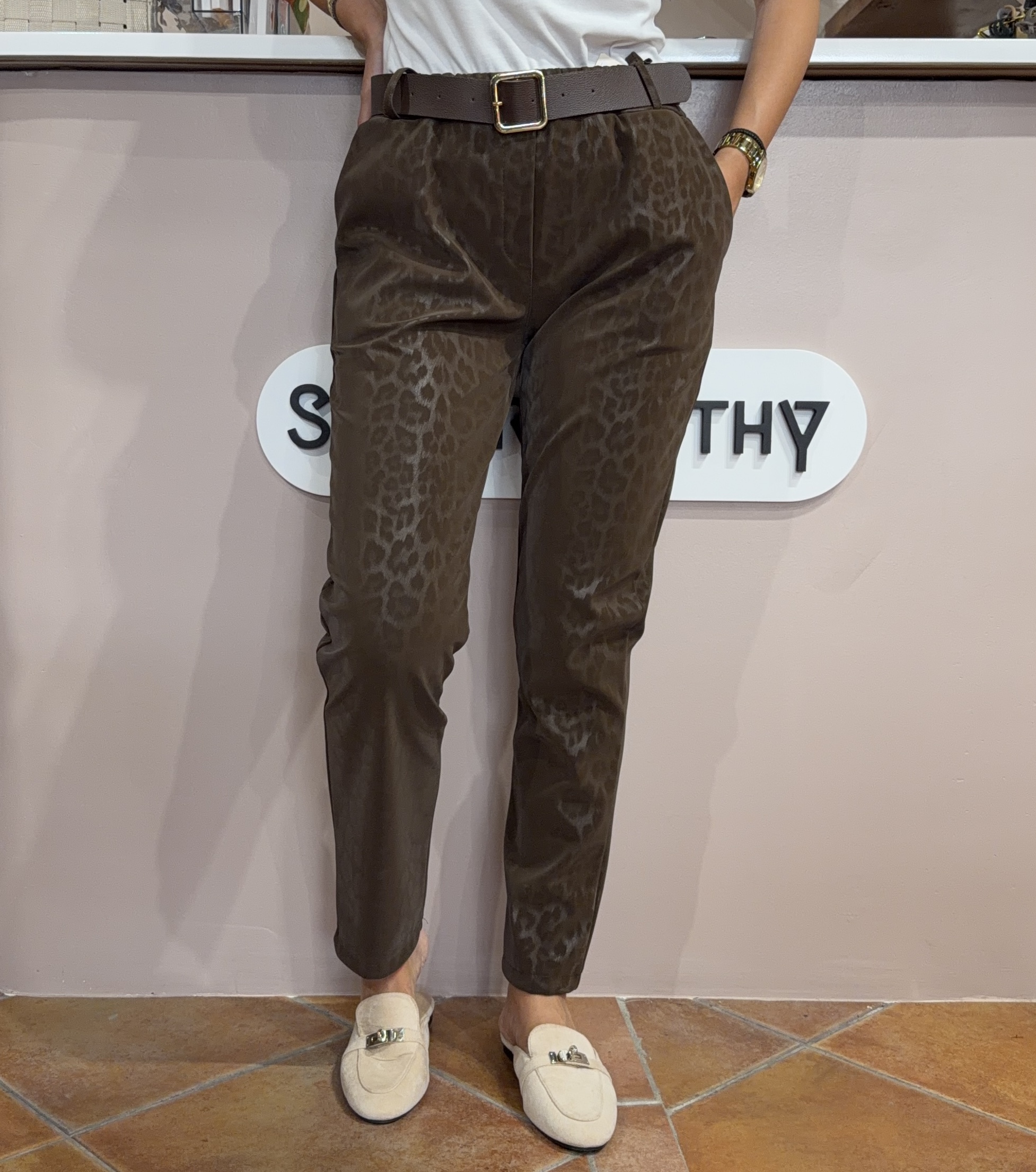 Παντελόνι με leopard print Καφέ Παντελόνι με leopard print Καφέ