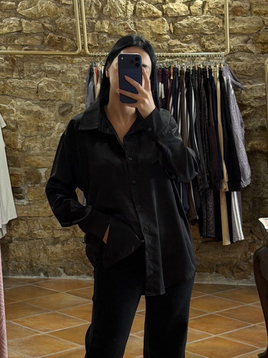 Πουκάμισο σατέν Μαύρο