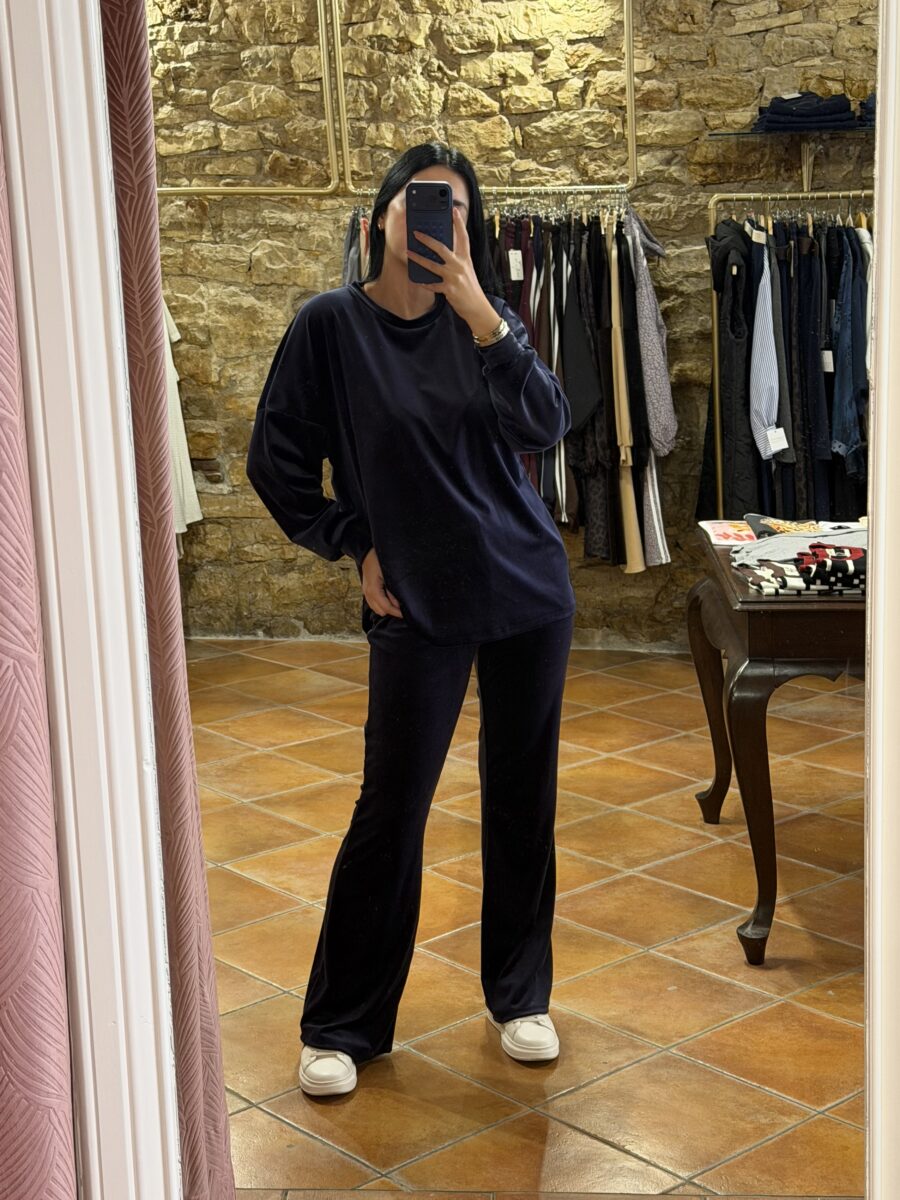 velvet σετ μονόχρωμο navy blue