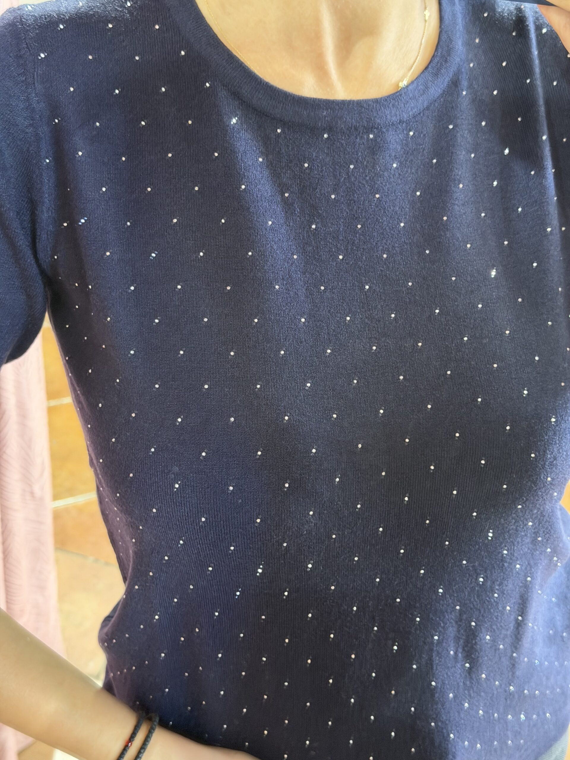 Μπλούζα πλεκτή με στρας navy blue Μπλούζα πλεκτή με στρας navy blue