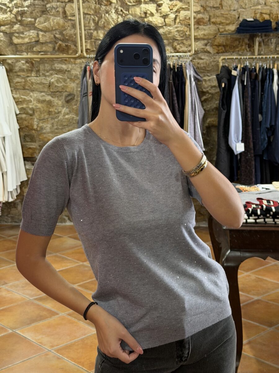 Μπλούζα πλεκτή με στρας Γκρι