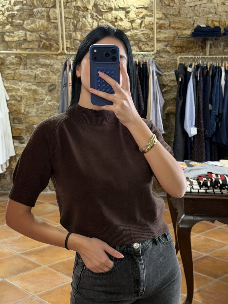 Μπλούζα πλεκτή ζιβάγκο Σοκολά