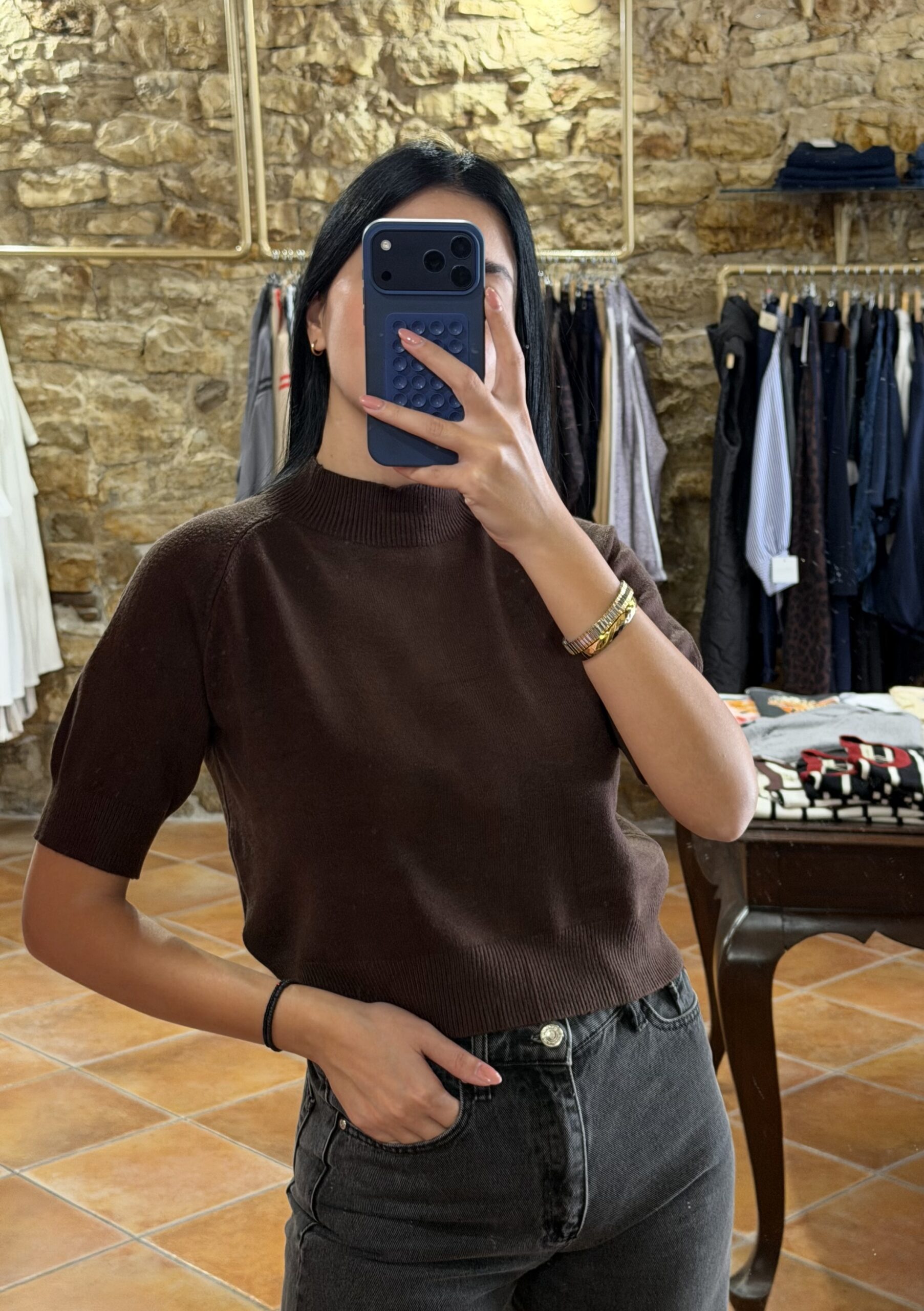 Μπλούζα πλεκτή ζιβάγκο Σοκολά Μπλούζα πλεκτή ζιβάγκο Σοκολά