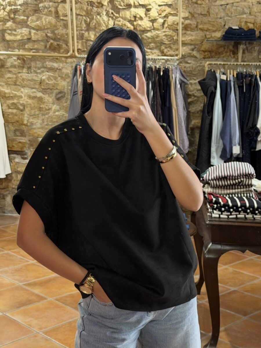 Μπλούζα suede με τρουκς Μαύρο