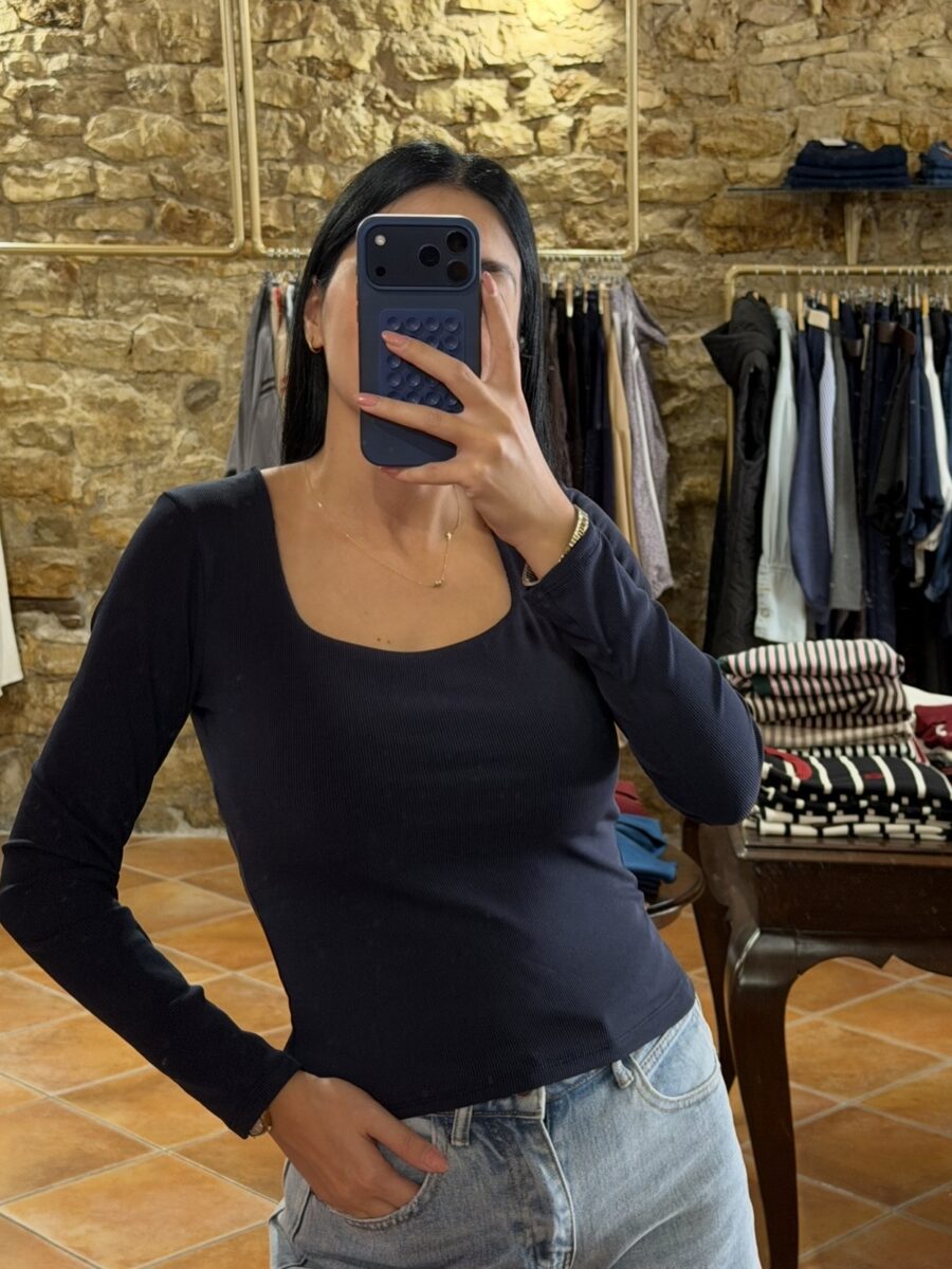 Μπλούζα λεπτή ριπ navy blue