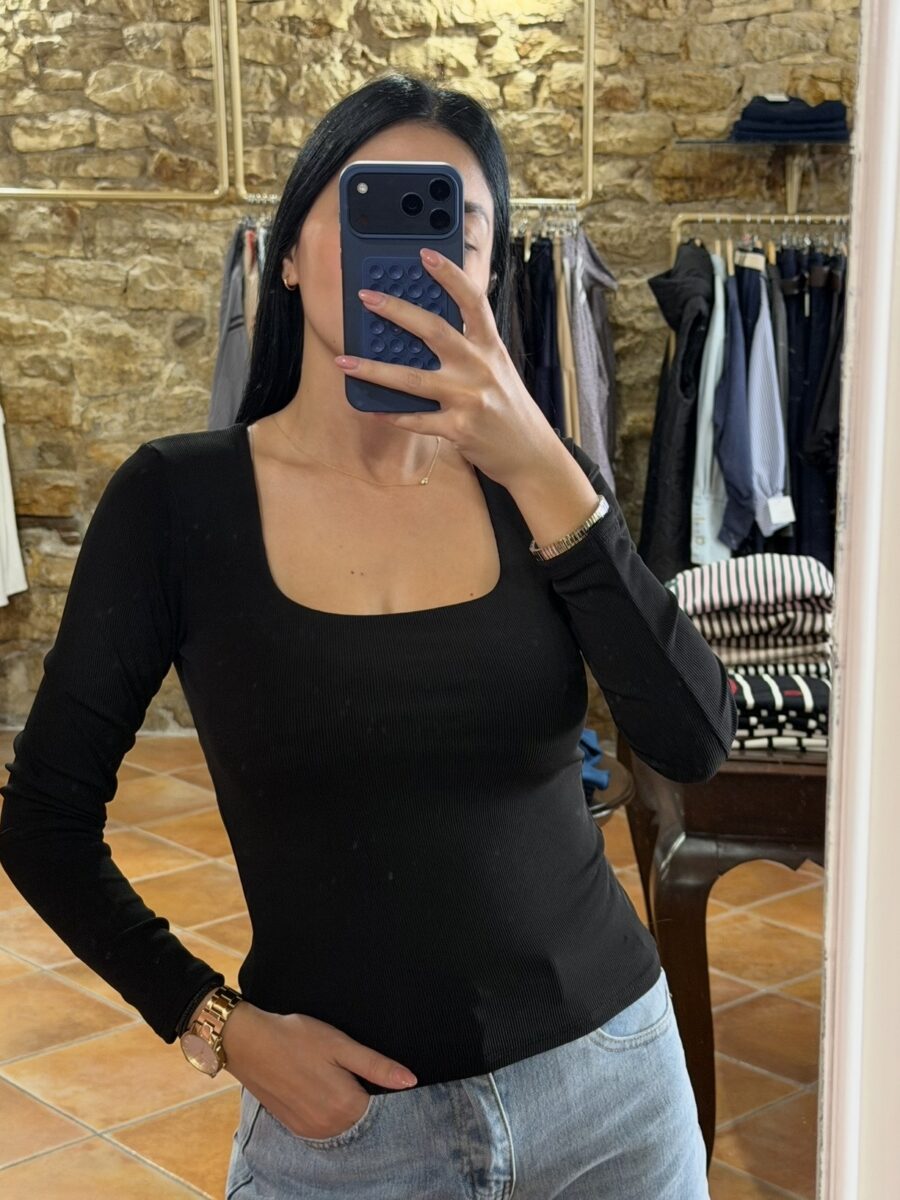 Μπλούζα λεπτή ριπ Μαύρο