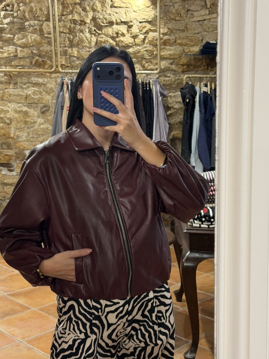 Μπουφάν bomber δερματίνη Μπορντό