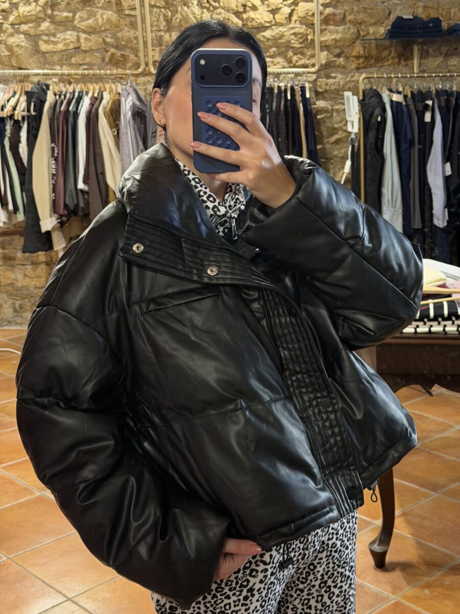 Μπουφάν bomber δερματίνη Μαύρο