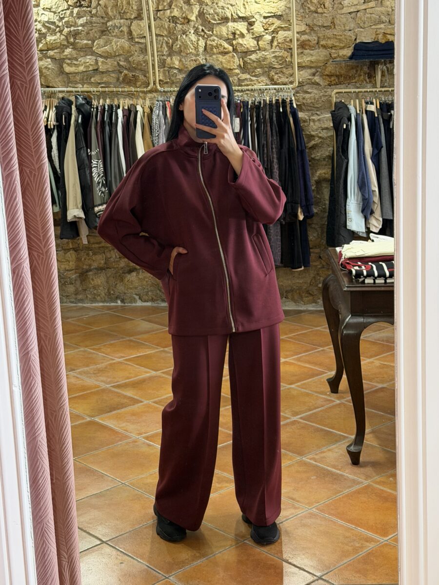Σετ με ζακέτα oversized Μπορντό