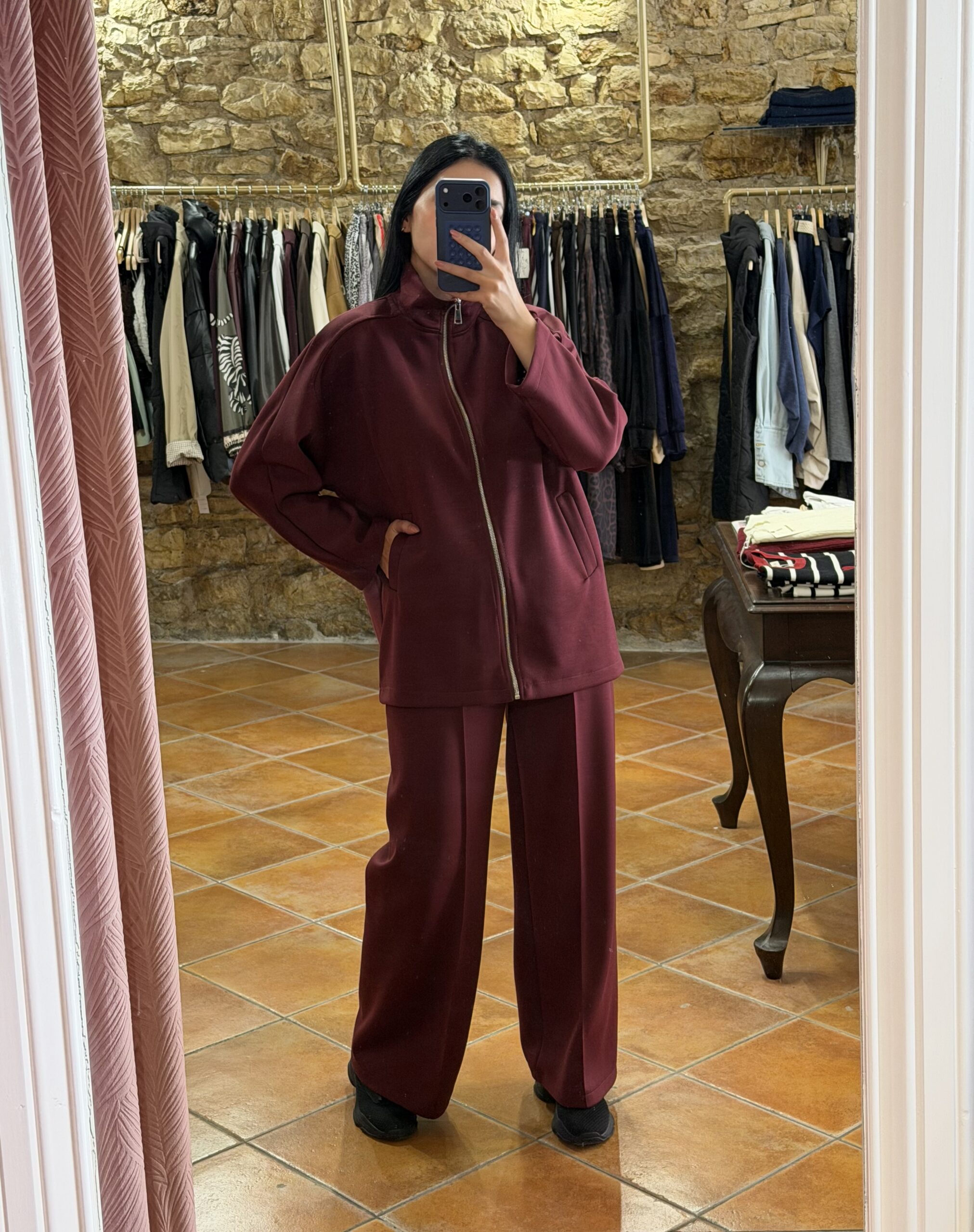 Σετ με ζακέτα oversized Μπορντό Σετ με ζακέτα oversized Μπορντό