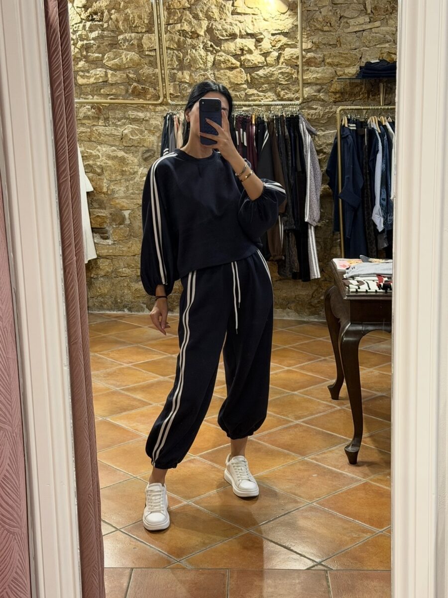 Σετ φόρμα με πλαϊνή ρίγα navy blue
