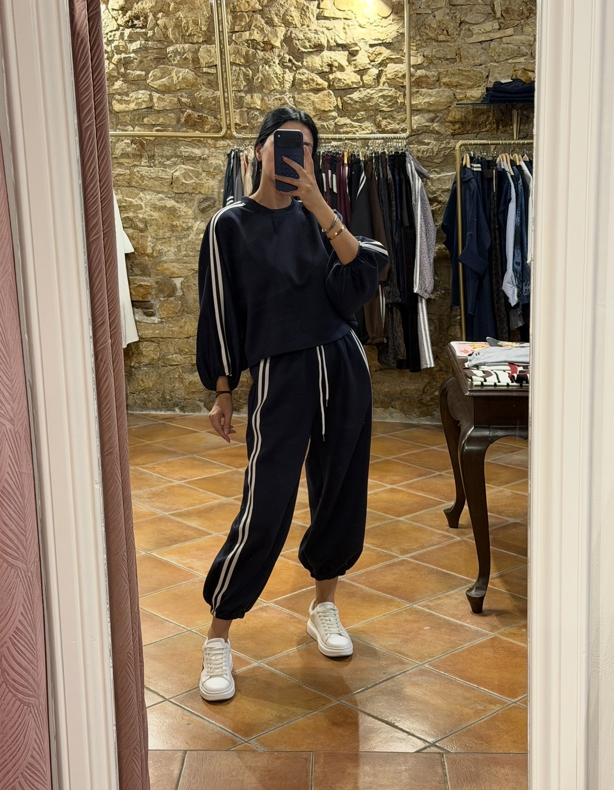 Σετ φόρμα με πλαϊνή ρίγα navy blue Σετ φόρμα με πλαϊνή ρίγα navy blue