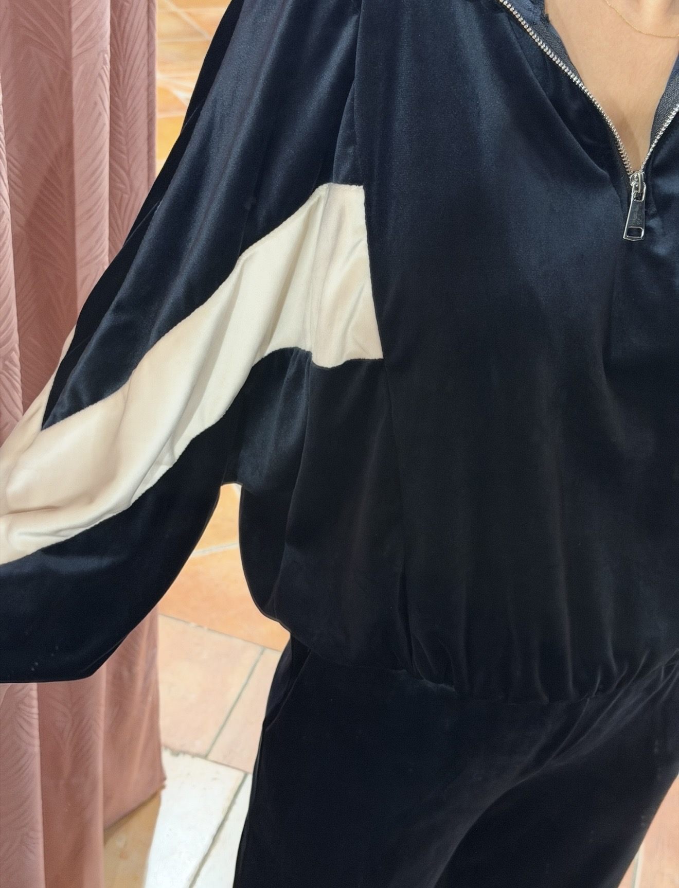 velvet set με ρίγα navy blue velvet set με ρίγα navy blue