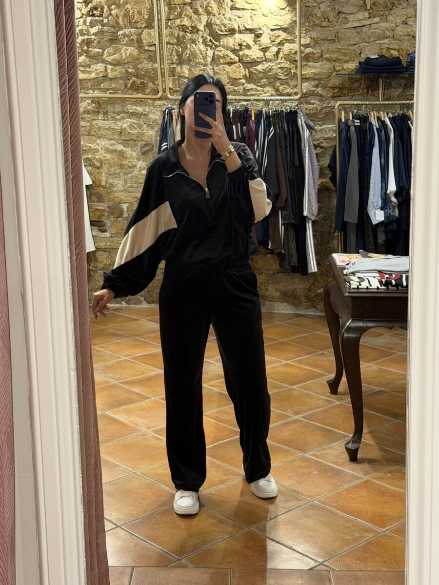velvet Σετ με ρίγα Μαύρο