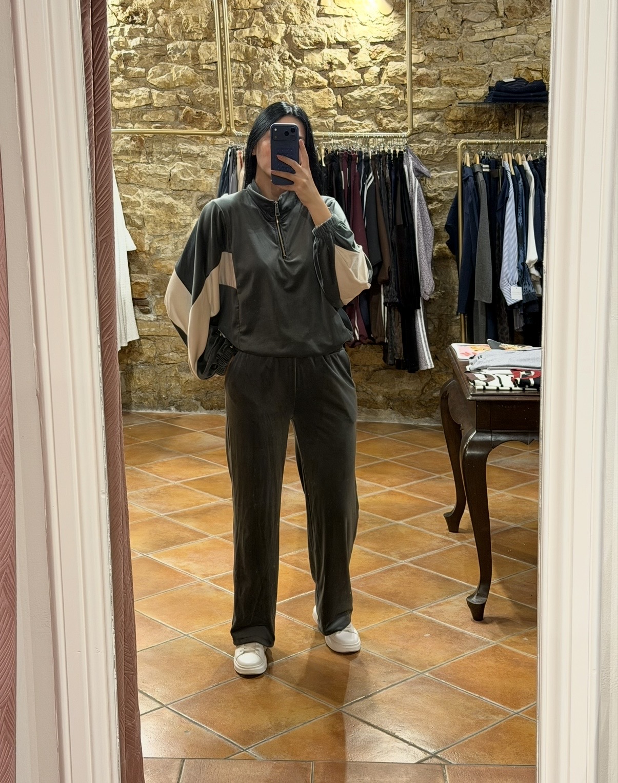 velvet Σετ με ρίγα Γκρι velvet Σετ με ρίγα Γκρι