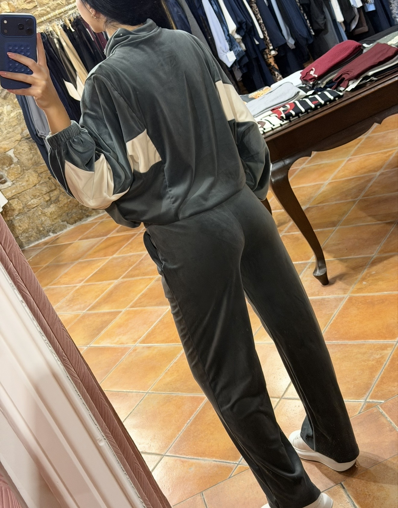 velvet Σετ με ρίγα Γκρι velvet Σετ με ρίγα Γκρι