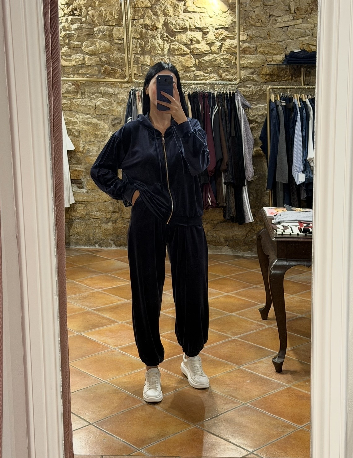 velvet Σετ με ζακέτα navy blue velvet Σετ με ζακέτα navy blue
