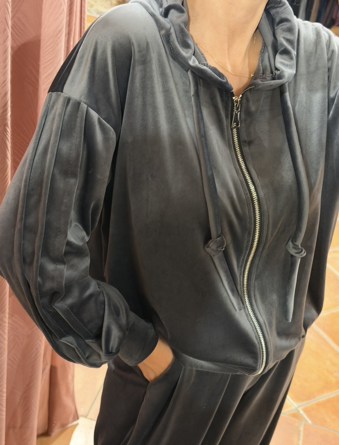 velvet Σετ με ζακέτα Γκρι velvet Σετ με ζακέτα Γκρι