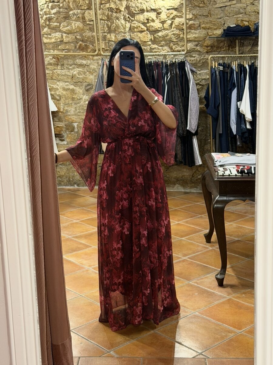 floral κρουαζέ φόρεμα Μπορντό