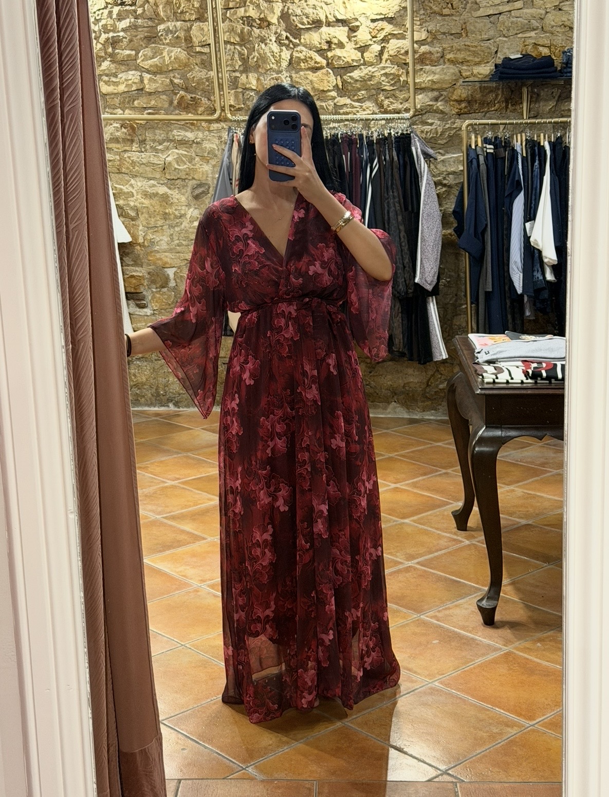 floral κρουαζέ φόρεμα Μπορντό floral κρουαζέ φόρεμα Μπορντό