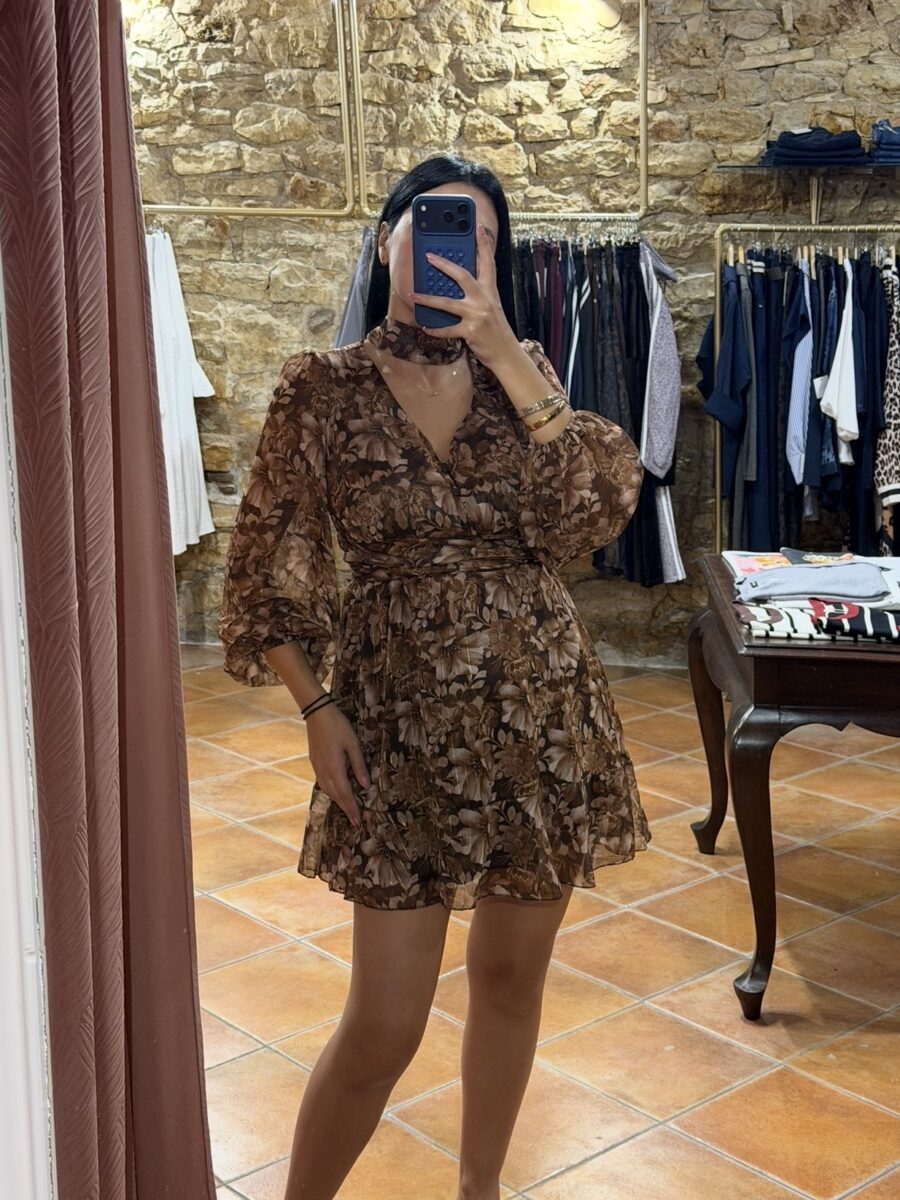 mini floral φόρεμα Σοκολά