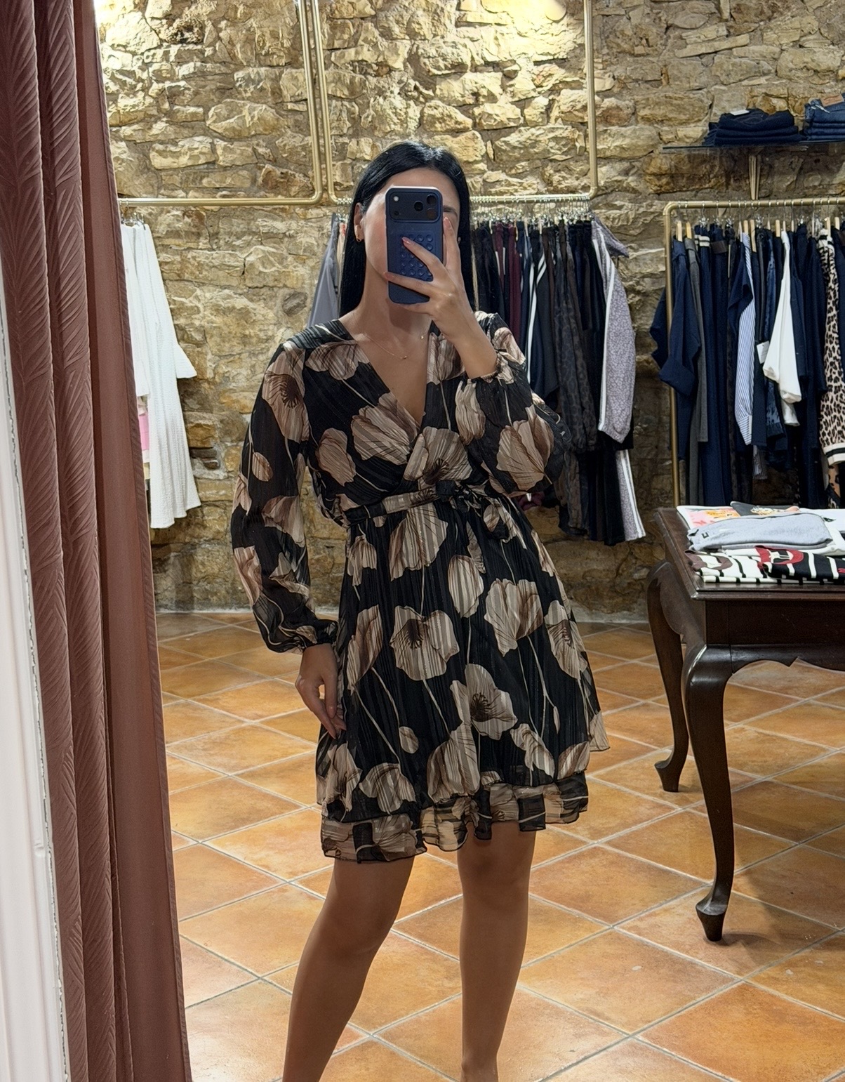 Κρουαζέ floral φόρεμα Μαύρο Κρουαζέ floral φόρεμα Μαύρο