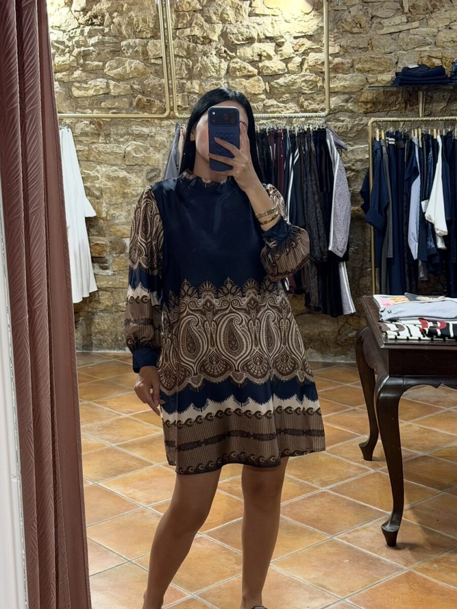 Φόρεμα με ψηλό γιακά navy blue