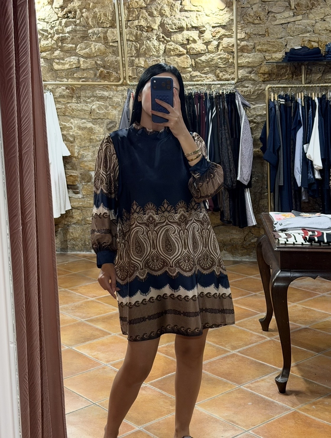 Φόρεμα με ψηλό γιακά navy blue Φόρεμα με ψηλό γιακά navy blue